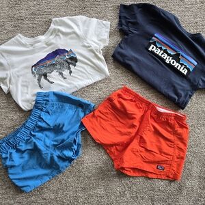 Patagonia Graphic Tees and Vibrant Shorts Set